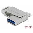 Delock Flash disk USB 3.2 Gen 1, USB-C™ + Typ-A, 128 GB - kovový kryt