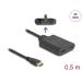 Delock HDMI Switch 2 x vstupní porty HDMI na 1 x výstupní port HDMI, 8K 60 Hz s integrovaným kabelem 50 cm