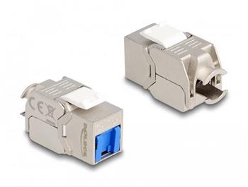 Delock Modul Keystone RJ45, ze zásuvky na LSA, Cat.6A, beznástrojový, s modrým protiprachovým krytem