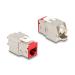 Delock Modul Keystone ze zásuvkového konektoru RJ45 na LSA Cat.6A, beznástrojový, červená, sada 10 kusů