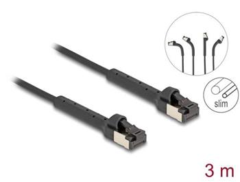 Delock Síťový kabel s rozhraním RJ45 Slim, Cat.6A, U/FTP, ohebný, černý, 3 m