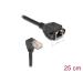 Delock Síťový prodlužovací kabel ze zástrčky S/FTP RJ45, pravoúhlý (90°), na integrovanou zásuvku RJ45, Cat.6A, 0,25 m,