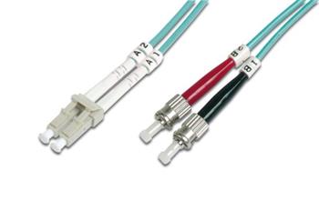 DIGITUS Fiber Optic Patch Cord, LC to ST, Multimode 50/125 µ, Duplex Length 10m, Class OM3