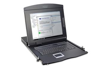 DIGITUS Modulární konzole se 17" TFT (43,2 cm), 1 port KVM a touchpad, německá klávesnice