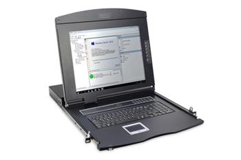 DIGITUS Professional Modular console with 17" TFT (43,2cm), 16-port. Cat.5 KVM & Touchpad, german keyboard