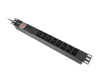 LANBERG 19" 1U 16A 2M 8X ZÁSUVKY IEC C13 ČERNÁ C20