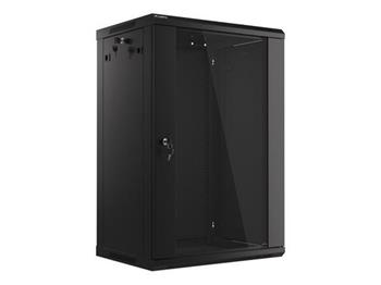 LANBERG 19" RACKOVÁ SKŘÍŇ PRO MONTÁŽ NA STĚNU 18U/600X450 (v rozloženém stavu) S PROSKLENÝMI DVEŘMI ČERNÁ V2