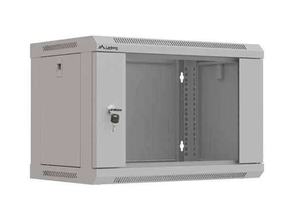 LANBERG 19" RACKOVÁ SKŘÍŇ PRO MONTÁŽ NA STĚNU 6U/540X350 (FLAT PACK) S PROSKLENÝMI DVEŘMI ŠEDÁ