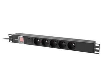 LANBERG NAPÁJECÍ DISTRIBUČNÍ JEDNOTKA (PDU) 19" 1U 10A 2M 5X FRANCOUZSKÉ ZÁSUVKY ČERNÁ C14
