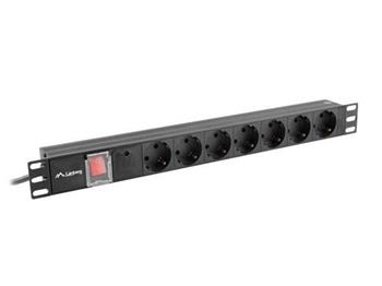 LANBERG NAPÁJECÍ DISTRIBUČNÍ JEDNOTKA (PDU) 19" 1U 10A 2M 7X SCHUKO ZÁSUVKY ČERNÁ C14
