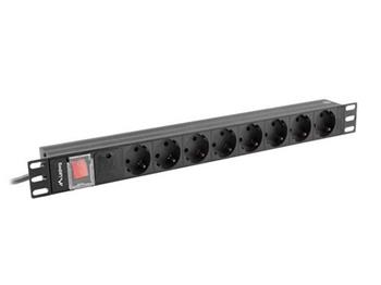 LANBERG NAPÁJECÍ DISTRIBUČNÍ JEDNOTKA (PDU) 19" 1U 16A 2M 8X SCHUKO ZÁSUVKY ČERNÁ