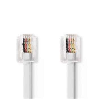 Nedis TCGL90200WT20 - Telefonní Kabel | RJ11 Zástrčka - RJ11 Zástrčka | Plochý | 2 m | Bílá