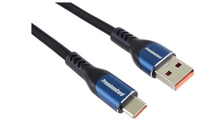PremiumCord Super fast charging 5A kabel USB-C - USB 2.0 A bavlněný oplet 0,5m