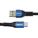 PremiumCord Super fast charging 5A kabel USB-C - USB 2.0 A bavlněný oplet 2m