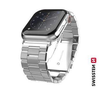 SWISSTEN REMÍNEK PRO APPLE WATCH KOVOVÝ 42-44 mm STRÍBRNÝ
