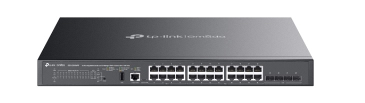 TP-Link SG5428XMPP Omada 24portový gigabitový stohovatelný switch Lite L3 se správou PoE++ a 4× 10G sloty